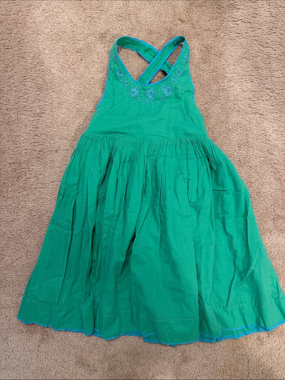 Mini Boden Emerald Green Crossback Sundress